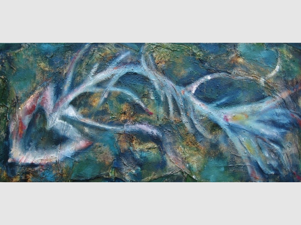 Surfing, mixed media 50x110cm